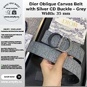 Dior Oblique Canvas Belt with Silver CD Buckle – Grey - 1