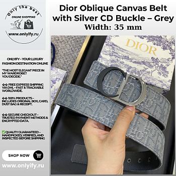 Dior Oblique Canvas Belt with Silver CD Buckle – Grey
