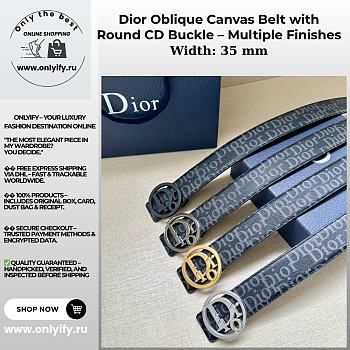 Dior Oblique Canvas Belt with Round CD Buckle – Multiple Finishes