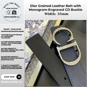 Dior Grained Leather Belt with Monogram-Engraved CD Buckle