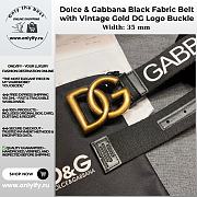 Dolce & Gabbana Black Fabric Belt with Vintage Gold DG Logo Buckle - 1