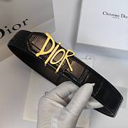 Dior Crocodile-Embossed Leather Belt with Oversized Dior Logo Buckle - 2