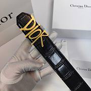 Dior Crocodile-Embossed Leather Belt with Oversized Dior Logo Buckle - 5