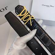 Dior Crocodile-Embossed Leather Belt with Oversized Dior Logo Buckle - 6