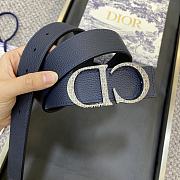 Dior Grained Leather Belt with Monogram-Engraved CD Buckle - 6
