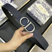Dior Grained Leather Belt with Monogram-Engraved CD Buckle - 3