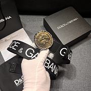 Dolce & Gabbana Black Fabric Belt with Gold Medallion Buckle & Logo Print - 4