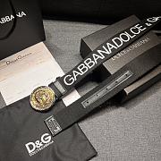 Dolce & Gabbana Black Fabric Belt with Gold Medallion Buckle & Logo Print - 3
