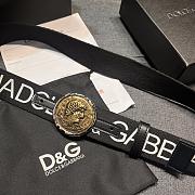 Dolce & Gabbana Black Fabric Belt with Gold Medallion Buckle & Logo Print - 2