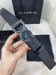 Dolce & Gabbana Black Leather Belt with Silver DG Logo Buckle - 4