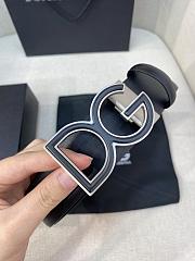 Dolce & Gabbana Black Leather Belt with Silver DG Logo Buckle - 5