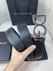 Dolce & Gabbana Black Leather Belt with Silver DG Logo Buckle - 3