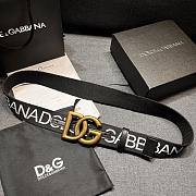 Dolce & Gabbana Black Fabric Belt with Vintage Gold DG Logo Buckle - 5