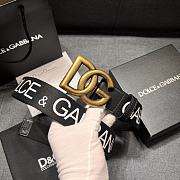 Dolce & Gabbana Black Fabric Belt with Vintage Gold DG Logo Buckle - 6