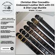 Christian Dior Crocodile-Embossed Leather Belt with CD & Dior Logo Buckle (Gold, Silver, Black Options) - 1