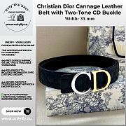 Christian Dior Cannage Leather Belt with Two-Tone CD Buckle (Black) - 1