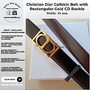 Christian Dior Calfskin Belt with Rectangular Gold CD Buckle (Brown) - 1