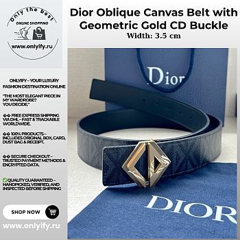 Dior Oblique Canvas Belt with Geometric Gold CD Buckle
