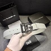 Dolce & Gabbana White Leather Belt with Oversized DG Logo Buckle (Gold, Silver, Gunmetal Options) - 2