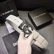 Dolce & Gabbana White Leather Belt with Oversized DG Logo Buckle (Gold, Silver, Gunmetal Options) - 3