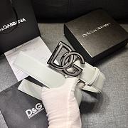 Dolce & Gabbana White Leather Belt with Oversized DG Logo Buckle (Gold, Silver, Gunmetal Options) - 4