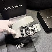 Dolce & Gabbana White Leather Belt with Oversized DG Logo Buckle (Gold, Silver, Gunmetal Options) - 5