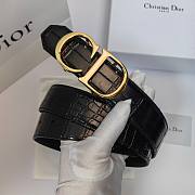 Christian Dior Crocodile-Embossed Leather Belt with CD & Dior Logo Buckle (Gold, Silver, Black Options) - 3