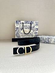 Christian Dior Cannage Leather Belt with Two-Tone CD Buckle (Black) - 5