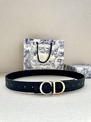 Christian Dior Cannage Leather Belt with Two-Tone CD Buckle (Black) - 3