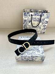 Christian Dior Cannage Leather Belt with Two-Tone CD Buckle (Black) - 6