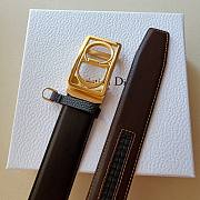 Christian Dior Calfskin Belt with Rectangular Gold CD Buckle (Brown) - 5