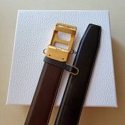 Christian Dior Calfskin Belt with Rectangular Gold CD Buckle (Brown) - 4
