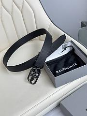 Balenciaga Black Grained Leather Belt with Matte Black Double B Buckle - 4