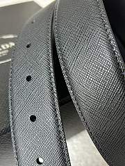 Prada Saffiano Leather Belt with Matte Black Buckle & Logo Tip - 3