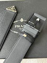 Prada Saffiano Leather Belt with Matte Black Buckle & Logo Tip - 4