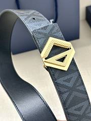 Dior Oblique Canvas Belt with Geometric Gold CD Buckle - 2