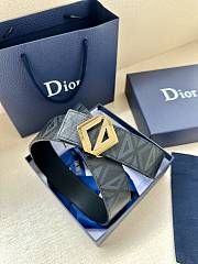 Dior Oblique Canvas Belt with Geometric Gold CD Buckle - 3
