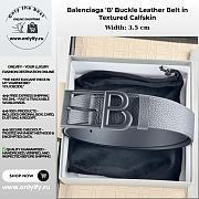 Balenciaga 'B' Buckle Leather Belt in Textured Calfskin - 1