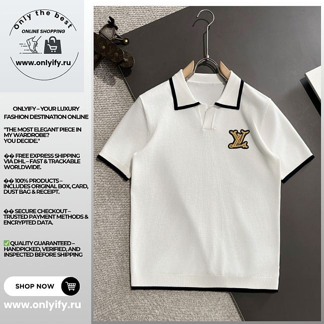 Louis Vuitton White Piqué Polo Shirt with Embroidered LV Patch - 1