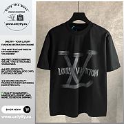 Louis Vuitton Black T-Shirt with Artistic LV Logo Print - 1
