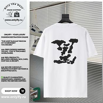 White T-Shirt with Black Louis Vuitton Chest Logo