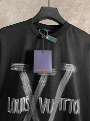 Louis Vuitton Black T-Shirt with Artistic LV Logo Print - 3