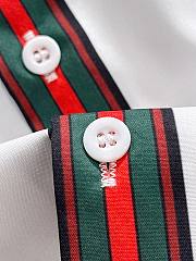 Gucci White Short Sleeve Shirt with Red-Green Trim and GG Pocket Embroidery - 4