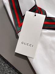 Gucci White Short Sleeve Shirt with Red-Green Trim and GG Pocket Embroidery - 2