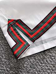 Gucci White Short Sleeve Shirt with Red-Green Trim and GG Pocket Embroidery - 3