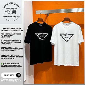 Prada Milano Triangle Logo T-Shirt – Classic Black & White Edition