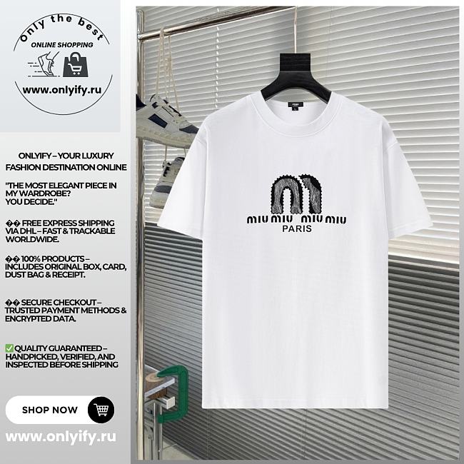 Miu Miu Paris Graphic Logo T-Shirt – White - 1