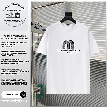 Miu Miu Paris Graphic Logo T-Shirt – White