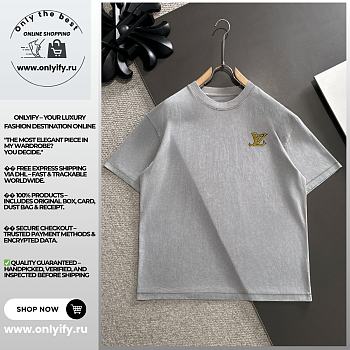 Louis Vuitton Grey T-Shirt with Embroidered LV Logo