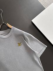 Louis Vuitton Grey T-Shirt with Embroidered LV Logo - 4